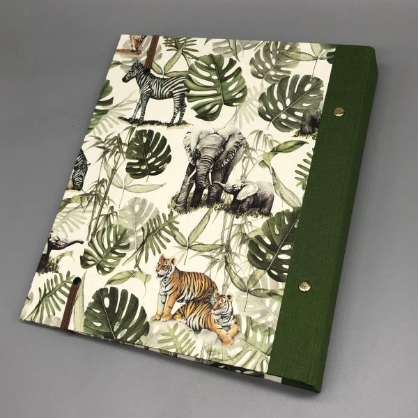 Ordner Ringbuch A5 grün Tiere Blätter Rückseite